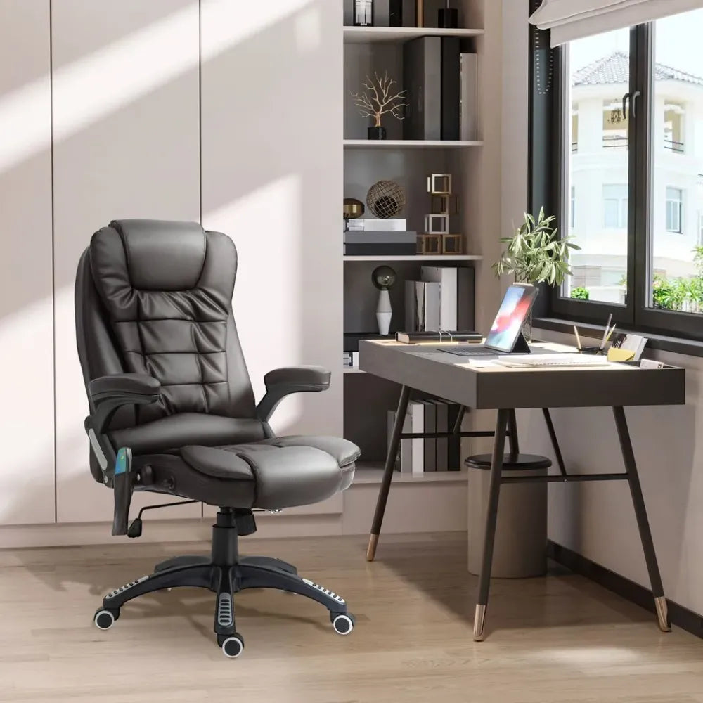 Luxury Heated Massage Office Chair - Reclining PU Leather Executive Comfort