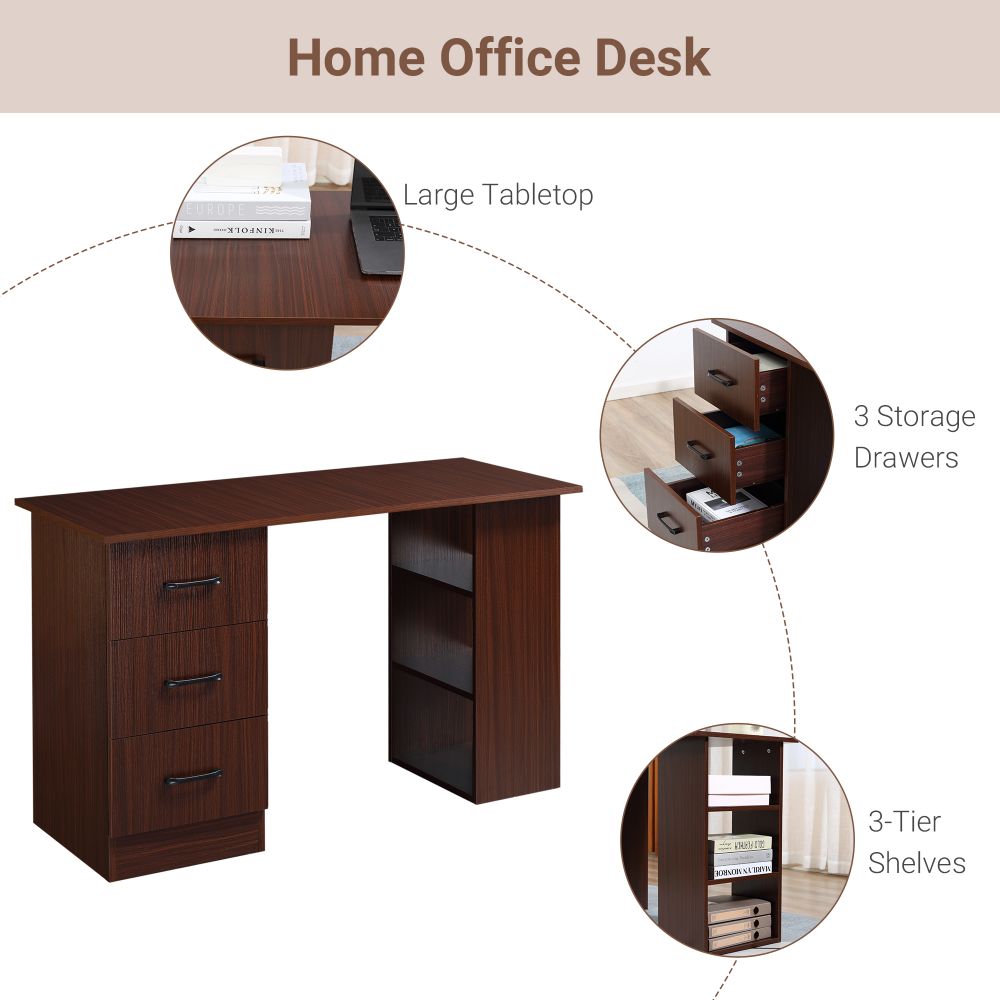 HOMCOM Modern Storage Desk: Stylish Writing & Study Table for Home Office