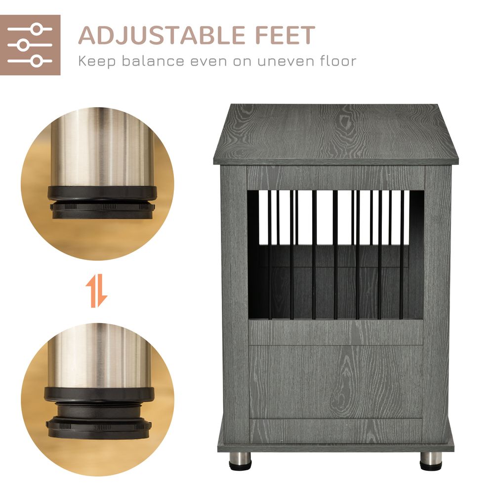 Chic Wooden & Wire Medium Dog Cage: Stylish Kennel with Magnetic Door & Storage
