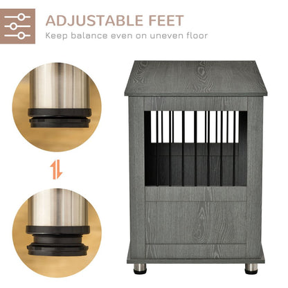 Chic Wooden & Wire Medium Dog Cage: Stylish Kennel with Magnetic Door & Storage