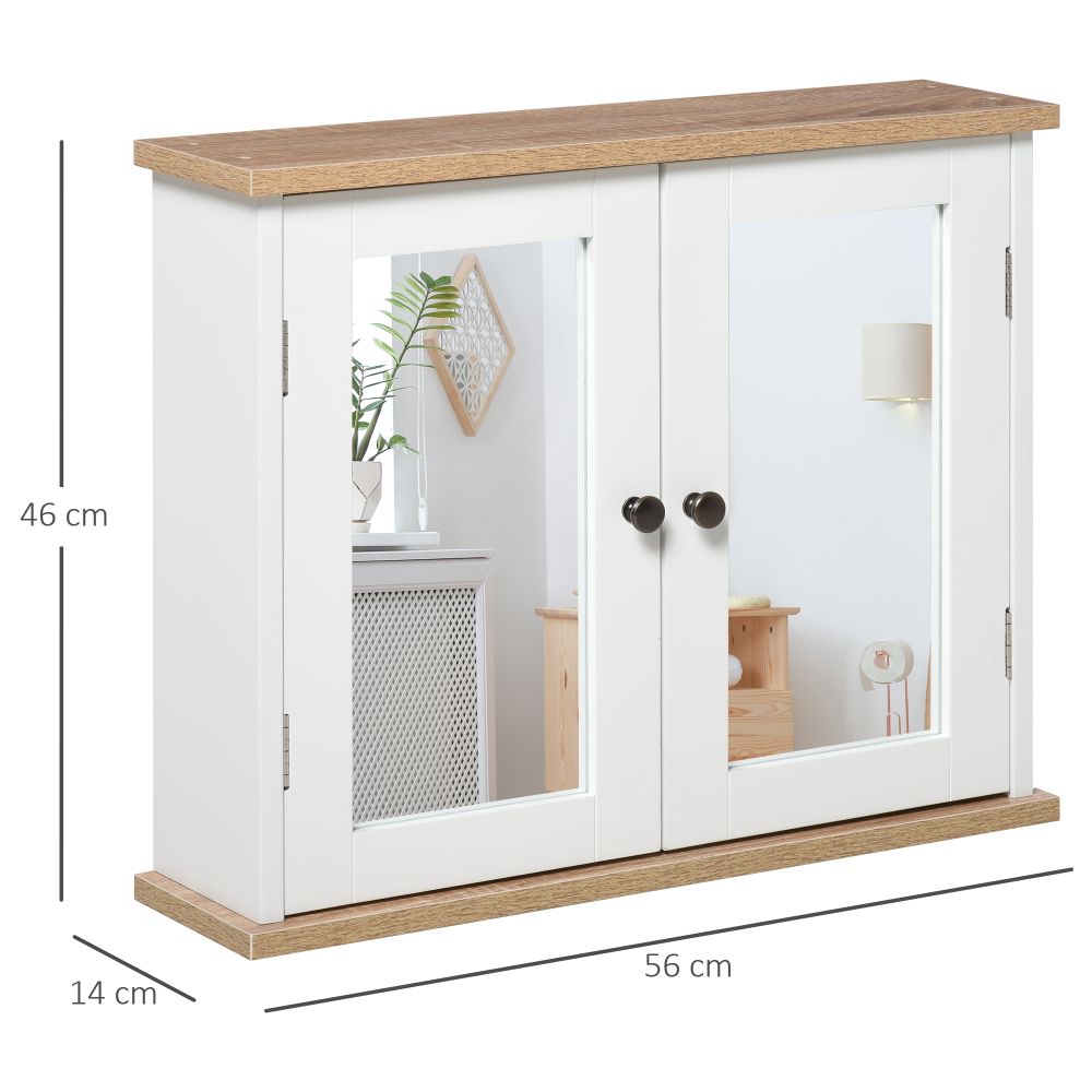Space-Saving Wall-Mounted Double Door Mirror Cabinet for Stylish Storage