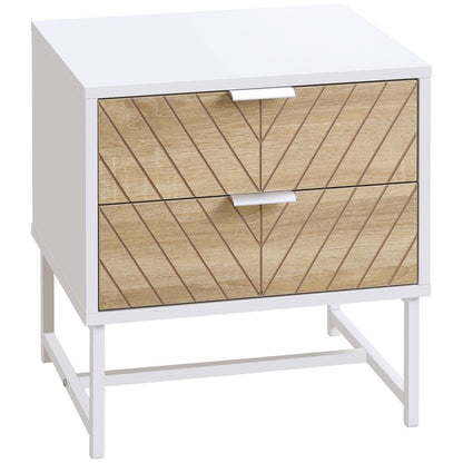 Chic White & Oak 2-Drawer Bedside Table - Perfect for Bedroom & Living Room!