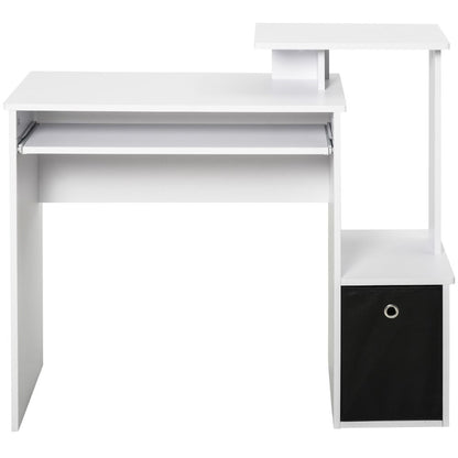 Stylish White Computer Desk with Keyboard Tray & Hidden Storage Solutions