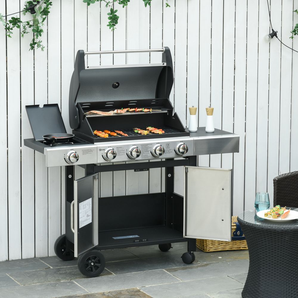 Ultimate 4-Burner Stainless Steel Gas BBQ Grill with Warming Rack & Side Burner