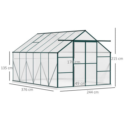 Customizable 8x12ft Polycarbonate Walk-in Greenhouse with Double Sliding Doors