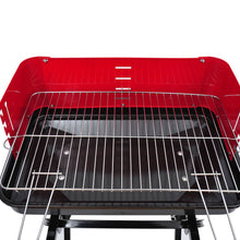 Load image into Gallery viewer, Ultimate Portable Charcoal BBQ Grill with Wheels - Red &amp; Black Elegance
