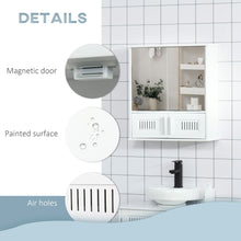 Load image into Gallery viewer, White Wall-Mounted Bathroom Mirror Cabinet with Double Doors &amp; Storage
