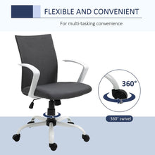 Load image into Gallery viewer, Ergonomic Dark Grey Linen Swivel Desk Chair - Adjustable &amp; Comfortable Office Seat
