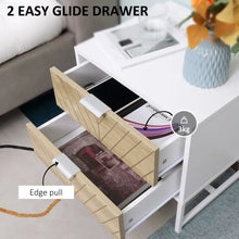Load image into Gallery viewer, Chic White &amp; Oak 2-Drawer Bedside Table - Perfect for Bedroom &amp; Living Room!
