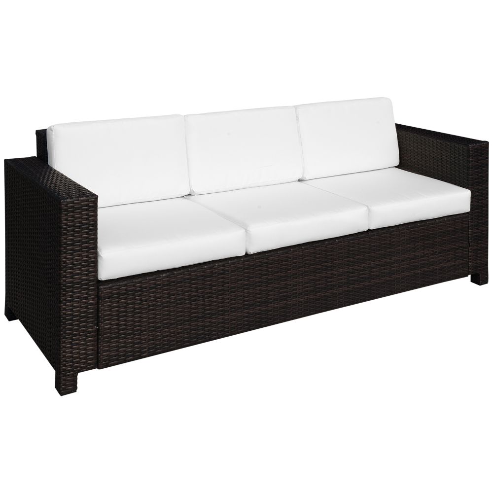 Durable 3-Seater Rattan Sofa with Cushions - Stylish Outdoor Wicker Furniture