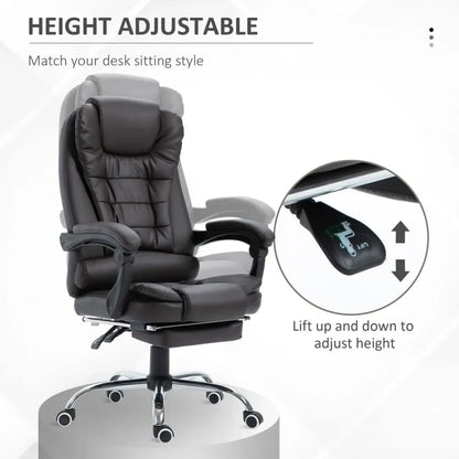 Luxurious High Back Executive Recliner Office Chair with Footrest & Swivel Wheels