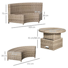 Load image into Gallery viewer, Versatile 8-Seater Rattan Daybed with Adjustable Table &amp; Cozy Olefin Cushions
