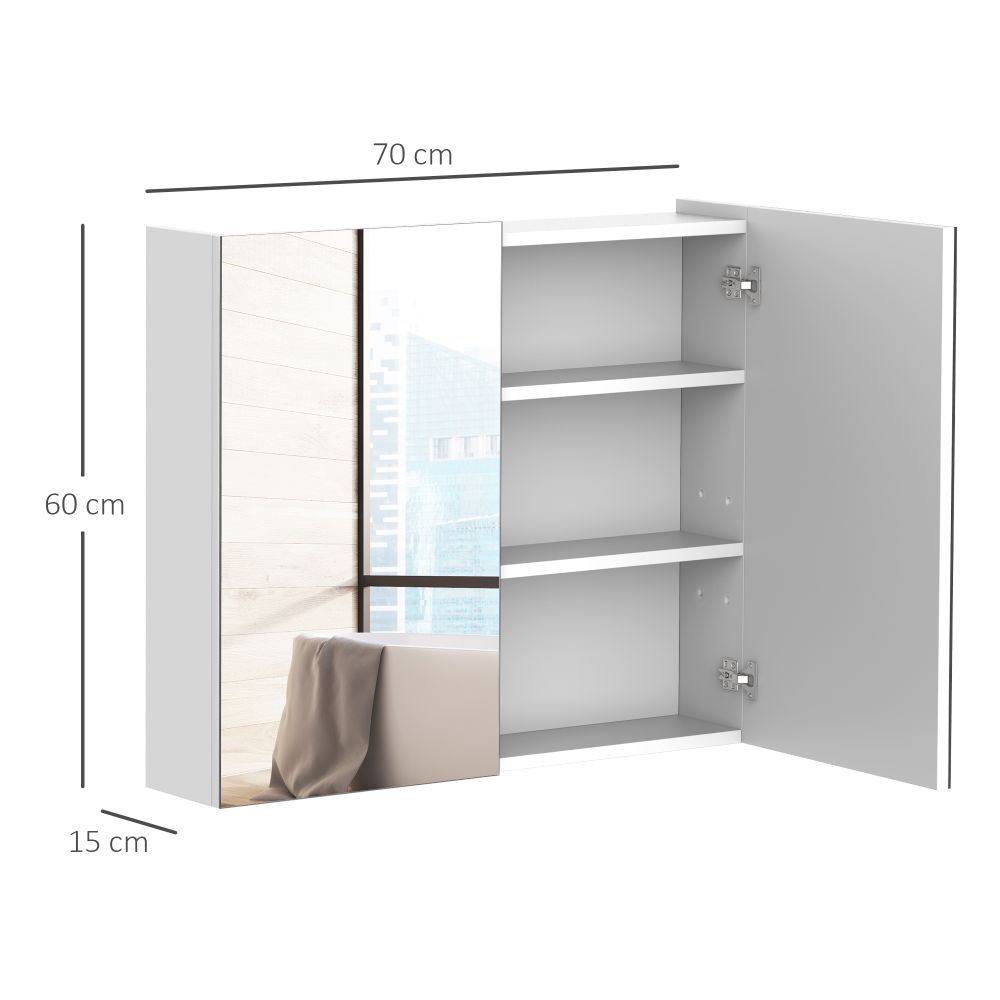 Stylish Wall-Mounted Bathroom Mirror Cabinet with Adjustable Shelf – HOMCOM