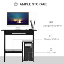 Load image into Gallery viewer, Compact Black Computer Desk with Keyboard Tray &amp; Open Storage - 73.5cm
