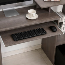 Load image into Gallery viewer, Stylish Grey Computer Desk with Storage Drawer &amp; Sliding Keyboard Tray

