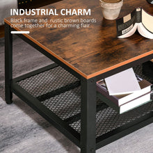 Load image into Gallery viewer, Stylish 2-Tier Coffee Table with Storage - Rustic Wood Grain &amp; Black Frame
