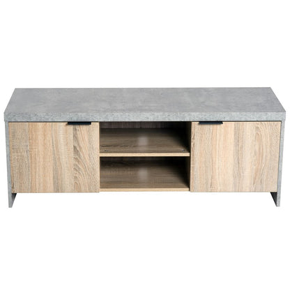 Modern Grey Wooden TV Stand & Media Center with Storage & Cable Management