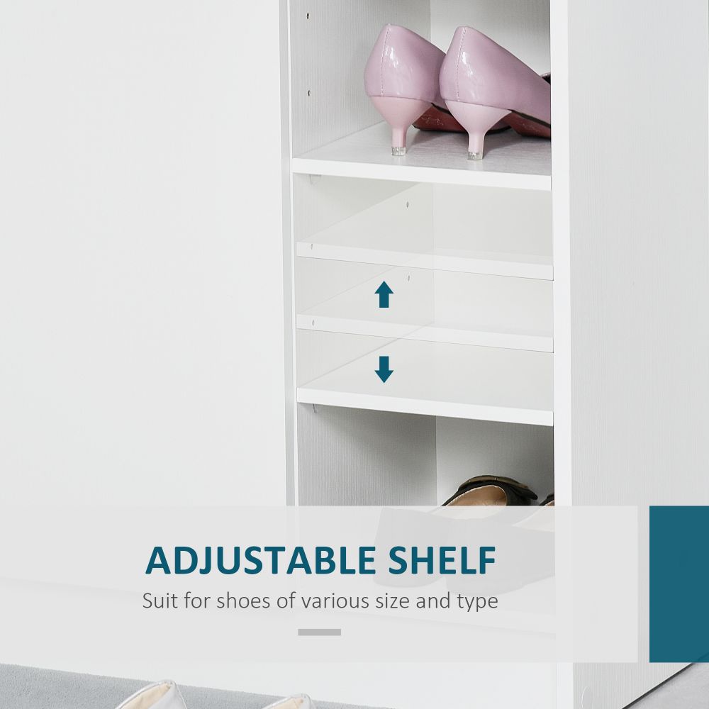 Versatile Shoe Storage Cabinet with Adjustable Shelves - Modern White Design