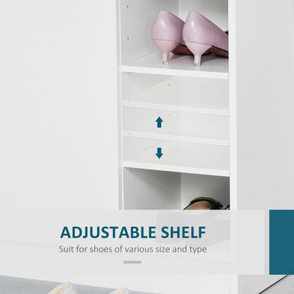 Versatile Shoe Storage Cabinet with Adjustable Shelves - Modern White Design