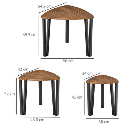 Versatile 3-Piece Stackable Coffee Table Set - Modern Walnut and Steel Design