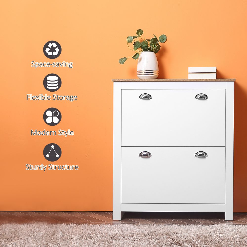 Elegant Narrow 2-Drawer Shoe Cabinet - Space-Saving Storage Solution!