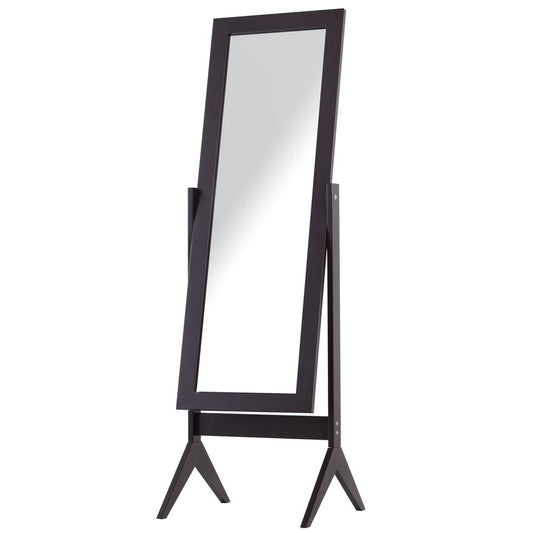 Elegant Freestanding Dressing Mirror with Adjustable Angle - Dark Brown Frame