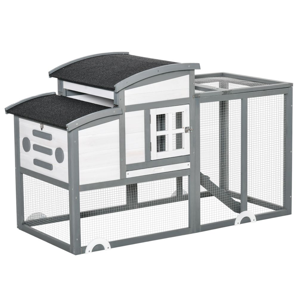 Elevated 140cm Wooden Chicken Coop with Nesting Box & Open Roof Access