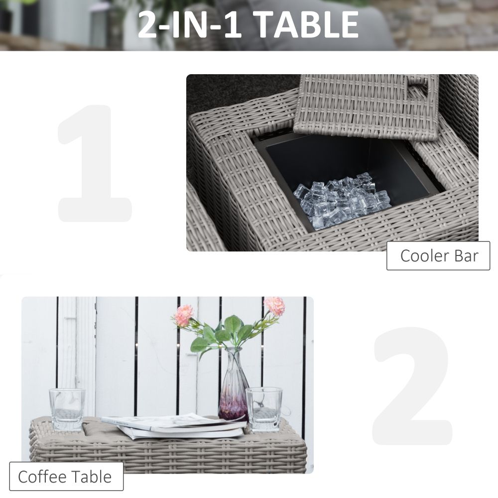 Cozy 2-Seater Rattan Patio Set with Reclining Chairs & Cooler Table