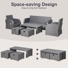 Load image into Gallery viewer, Luxurious 7-Seater Grey Rattan Garden Furniture Set with Reclining Armchairs
