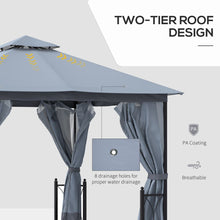 Load image into Gallery viewer, Elegant 4x3.35m Metal Gazebo with Dual Roof, Privacy Curtains &amp; Bug Netting
