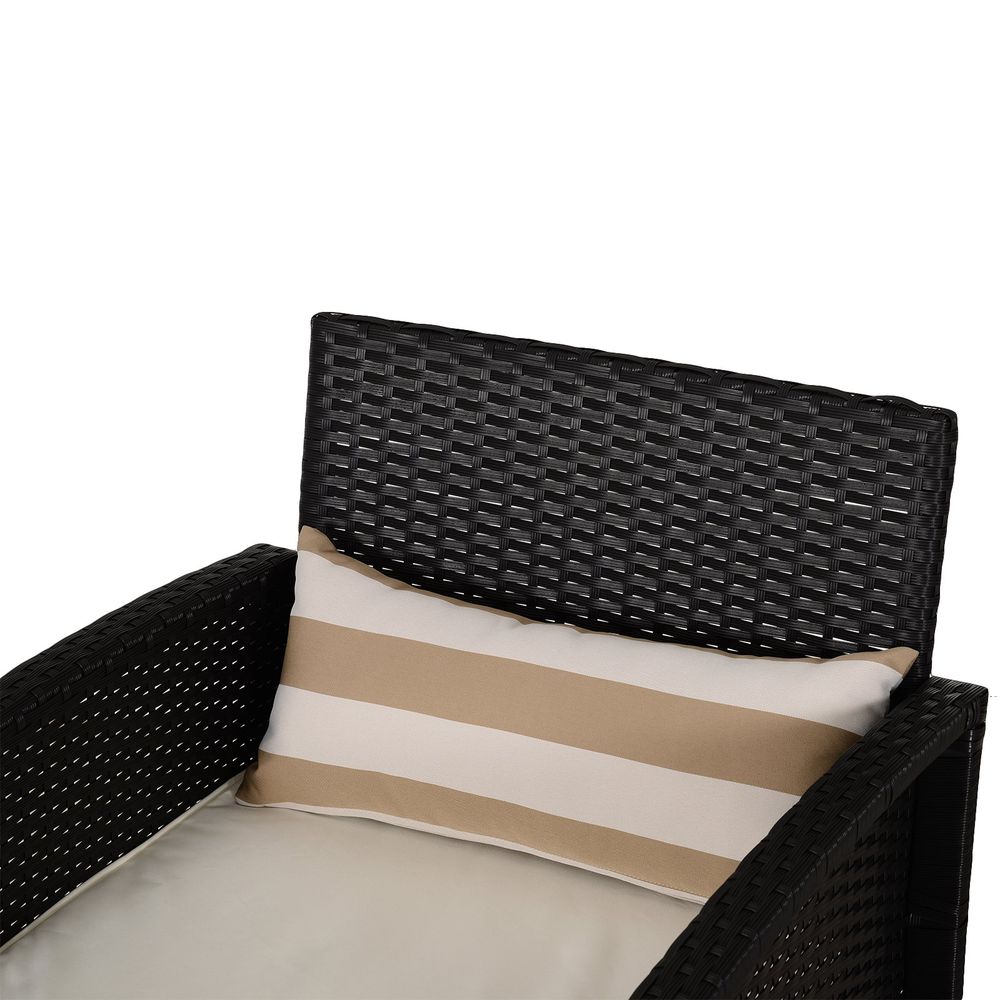 Stylish 3-Piece Cushioned Rattan Outdoor Bistro Set with Coffee Table & Pillows