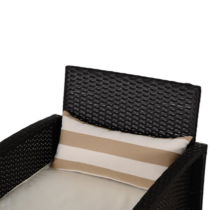 Stylish 3-Piece Cushioned Rattan Outdoor Bistro Set with Coffee Table & Pillows