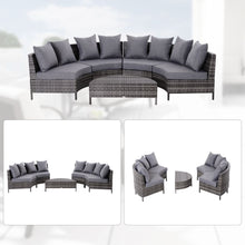 Load image into Gallery viewer, Cozy 4-Seater Half Moon Rattan Garden Furniture Set - Grey Elegance
