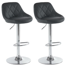 Load image into Gallery viewer, 2pcs Adjustable High Type with Disk No Armrest Rhombus Backrest Design Bar Stools Black
