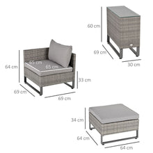 Load image into Gallery viewer, Versatile 5-Piece Rattan Sofa Set: Lounge, Bed &amp; Table in Stylish Grey
