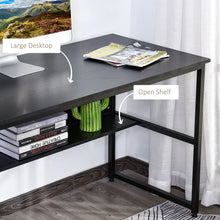 Load image into Gallery viewer, Stylish 2-Tier Black Writing Desk with Metal Frame &amp; Storage Shelves
