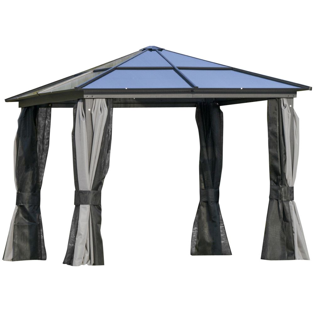 Premium 3x3m Hardtop Aluminium Gazebo with Curtains & Bug Netting