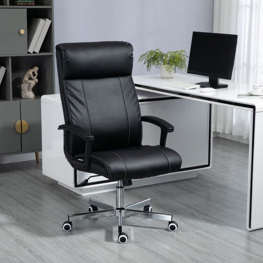 Vinsetto Massage Office Chair PU Leather Computer Chair w/ Tilt Function Black