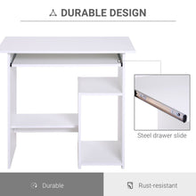 Load image into Gallery viewer, Modern Compact Computer Desk with Slide-Out Keyboard Tray – White Finish
