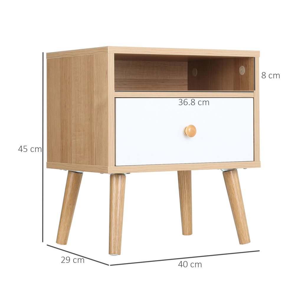 Modern Minimalist Nightstand with Drawer & Shelf - Stylish Bedside Storage