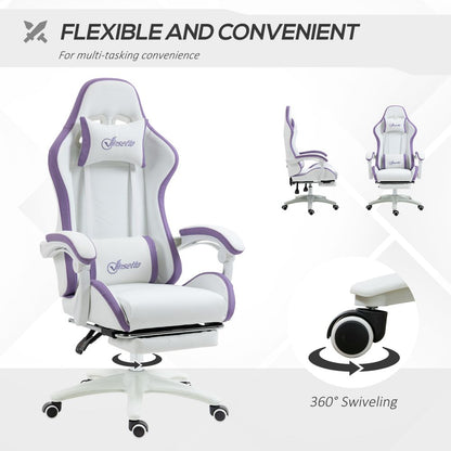Vinsetto Purple Racing Gaming Chair with Recline & Footrest for Ultimate Comfort