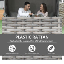 Load image into Gallery viewer, Sun-Kissed PE Rattan Daybed: 2-Seater Sofa with Canopy &amp; Glass Table
