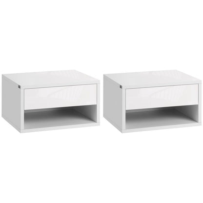Dual Floating Bedside Tables with Drawers - Space-Saving Wall-Mounted Design