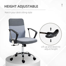 Load image into Gallery viewer, Vinsetto Ergonomic Swivel Desk Chair - Stylish Grey Linen with Rocking Function
