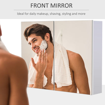 Modern Double Door Wall-Mounted Mirror Cabinet - Space-Saving Bathroom Storage