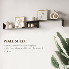 Load image into Gallery viewer, Modern HOMCOM TV Cabinet &amp; Floating Shelf Set - Stylish Black &amp; Brown Design
