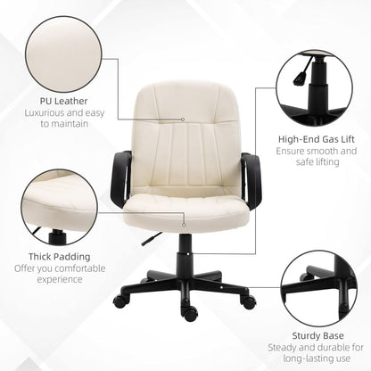Ergonomic PU Leather Office Chair with Adjustable Height & 360° Swivel Base