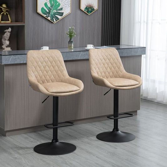 Adjustable 360° Swivel Bar Stools Set of 2 - Chic Khaki Kitchen Seating