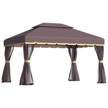 Load image into Gallery viewer, Premium 4m x 3m Metal Frame Gazebo with Mesh Curtains &amp; Ground Stakes

