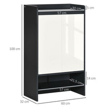 Load image into Gallery viewer, Glossy-Matte Modern Shoe Cupboard with Adjustable Shelves &amp; Open Display Space
